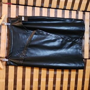 NWT!! DKNY leather faux wrap skirt